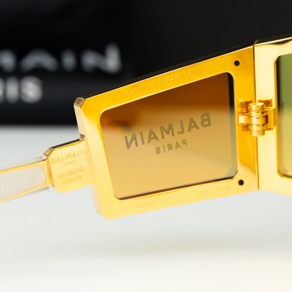 Balmain Women Sunglasses Gold Bronze Mirror Mask FLECHE BPS-138B-141 BRAND NEW - Picture 6 of 15